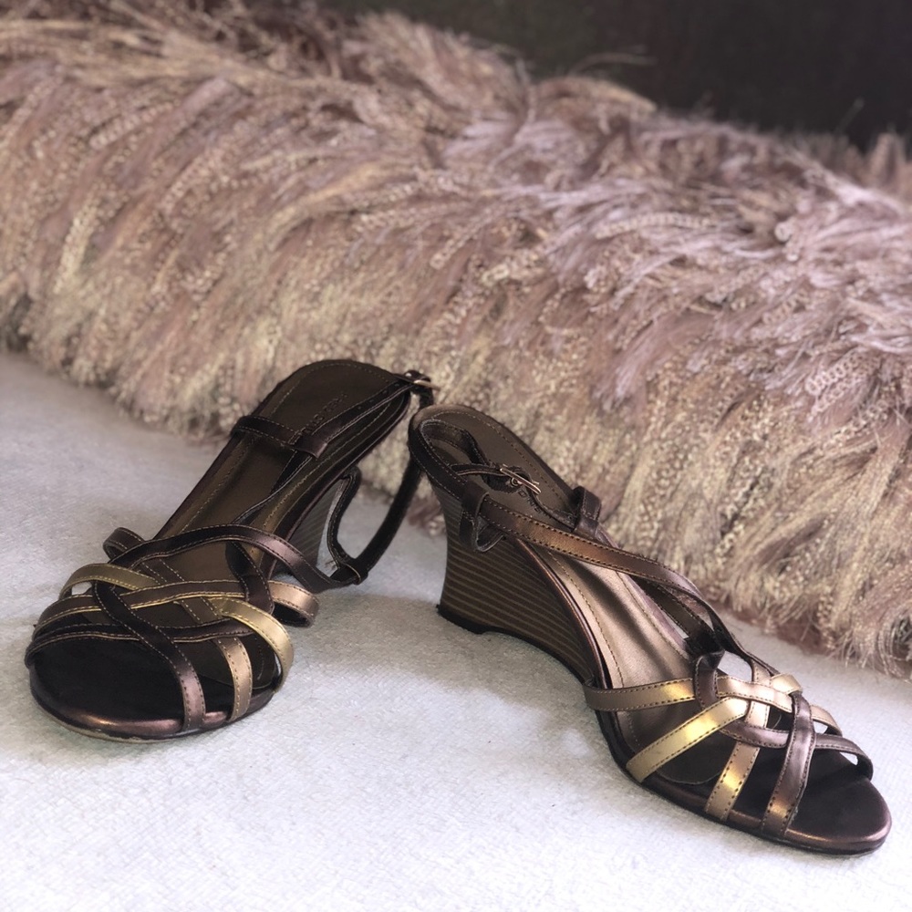Gold & Bronze Wedge Sandals